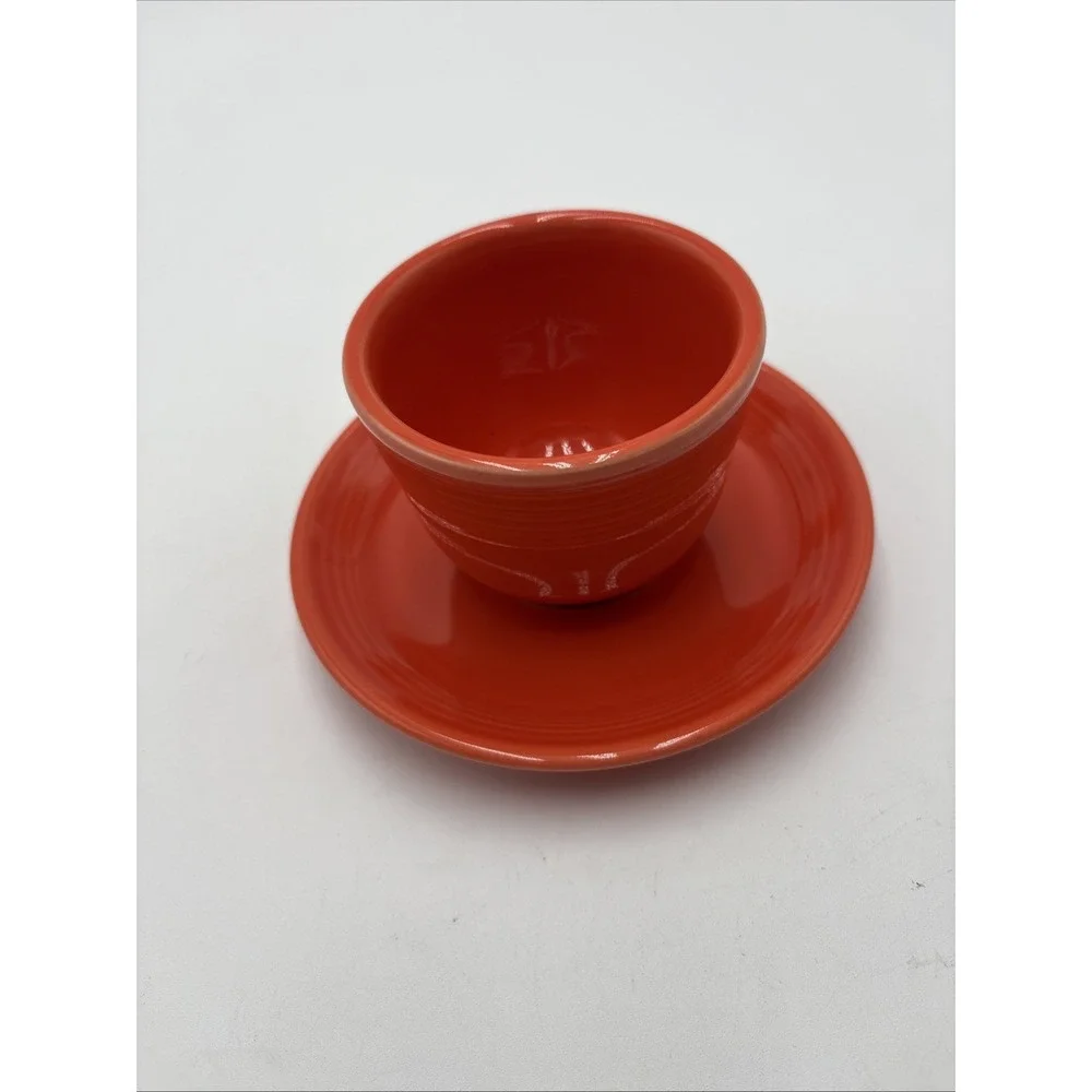 Fiestaware Coffee Tea Cup & Saucer Homer‎ Laughlin Co HLC USA Orange With Lead